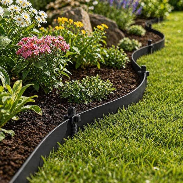 40 ft. Black Plastic Landscape Edging Kit with 48 Anchoring Spikes