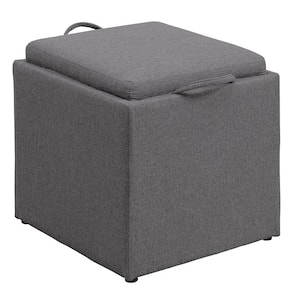 Designs4Comfort Park Avenue Soft Gray Fabric Reversible Tray Ottoman with Stool