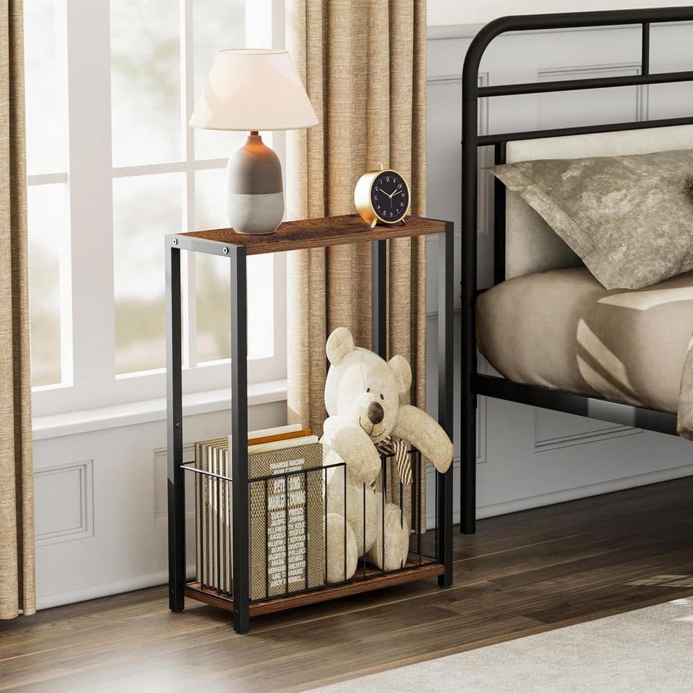 Brown Magazine Rack Rustic Brown 17 in. x 23.5 in. Wood Freestanding Magazine Rack ...