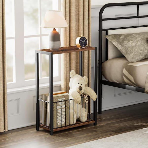 Rustic Brown 17 in. x 23.5 in. Wood Freestanding Magazine Rack