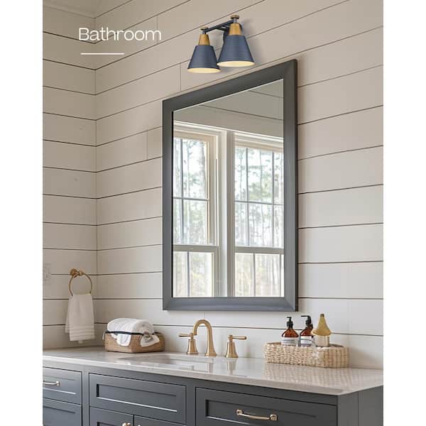 ネイビーカラーの素敵なランプ・USA JAZAVA Modern 14.8 in. 2-Light Wall Sconces Blue Finish
