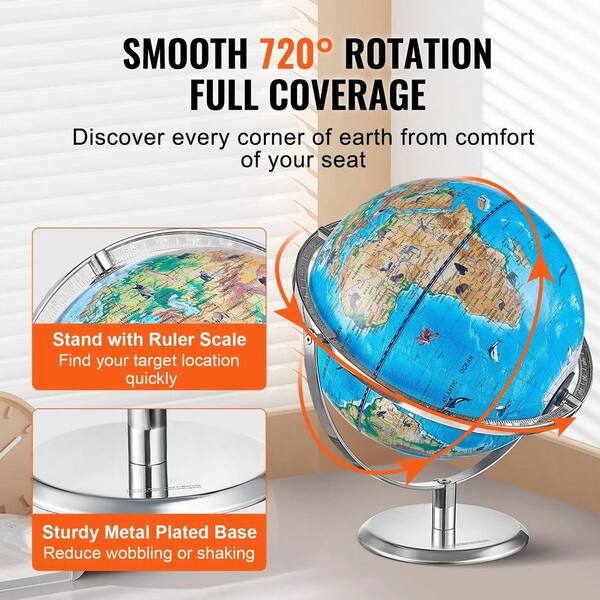 Afoxsos 13.38 in. x 10 in. Interactive AR World Globe with LED