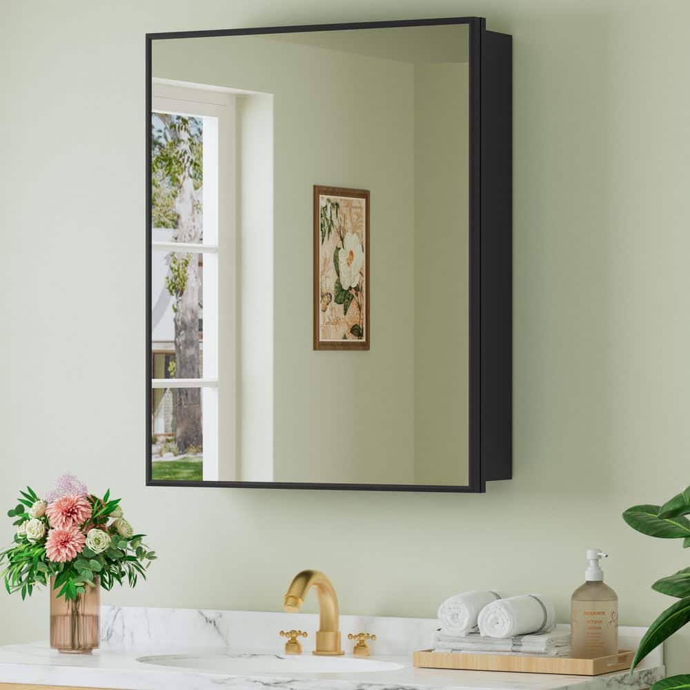 Vela 24 in. W x 30 in. H Rectangular Framed Medicine Cabinet with Mirror, Adjustable Shelves, Recessed or Surface Mount price history on PriceWatchPro