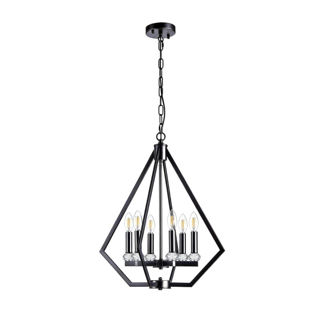 6-Light Matte Black Iron Pendant Light with Dimmable Function and Adjustable Hanging Arms, E12 Bulb Compatible price history on PriceWatchPro