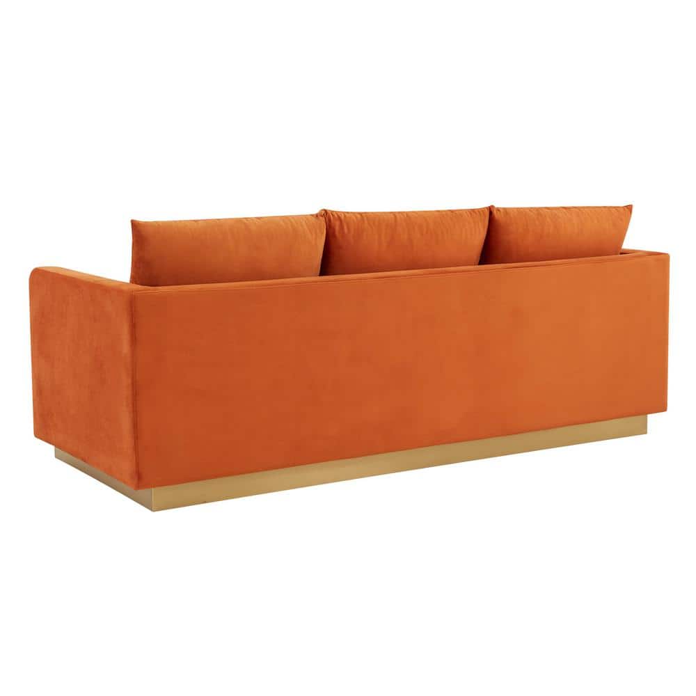Nervo Orange Marmalade Velvet Sofa with Gold Frame