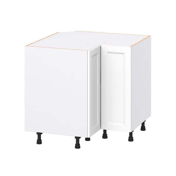 Laramie 36 in. W x 24 in. D x 34.5 in. H Assembled Standard Corner Base Kitchen Cabinet in Painted Bright White