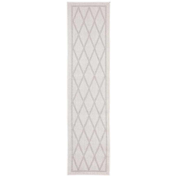 SAFAVIEH Bermuda Ivory/Light Gray 2 ft. x 8 ft. Border Indoor/Outdoor Patio  Runner Rug