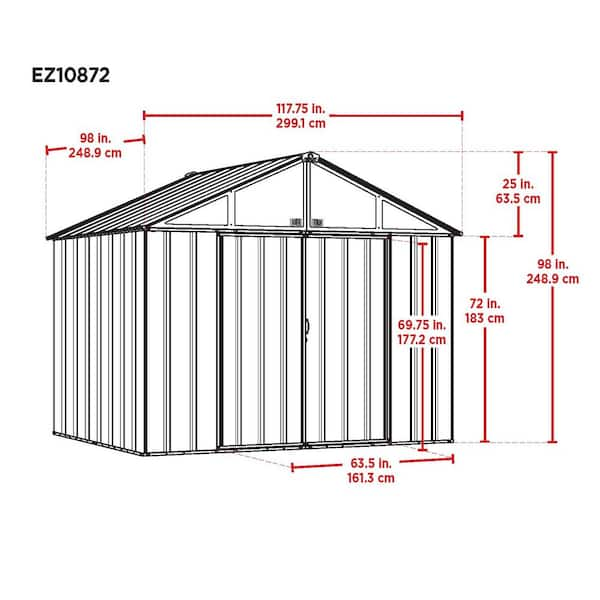 Arrow 10 ft. W x 8 ft. H x 8 ft. D EZEE Extra High Gable Shed in