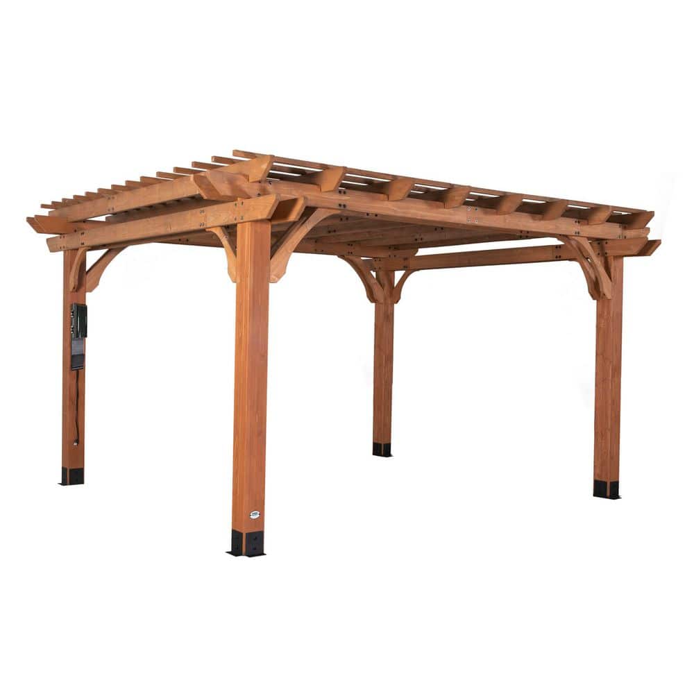 Beaumont 14' x 12' Cedar Wood Pergola with Electric Ports