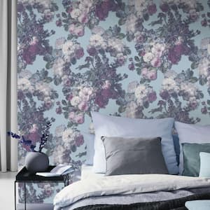 ELLE Decoration Collection Teal/Pink/Green Floral Baroque Vinyl on Non-Woven Non-Pasted Wallpaper Roll (Covers 57 sq.ft)