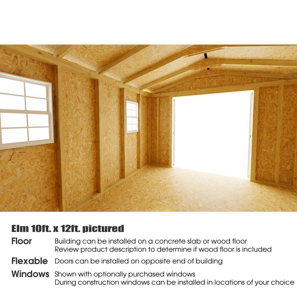 Elm 10' x 12' Gray Wood Storage Shed Kit with Windows