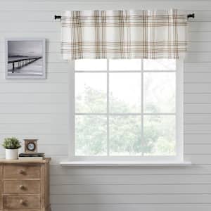 Wheat Plaid 60 in. L x 19 in. W Cotton Valance in Golden Tan Soft White