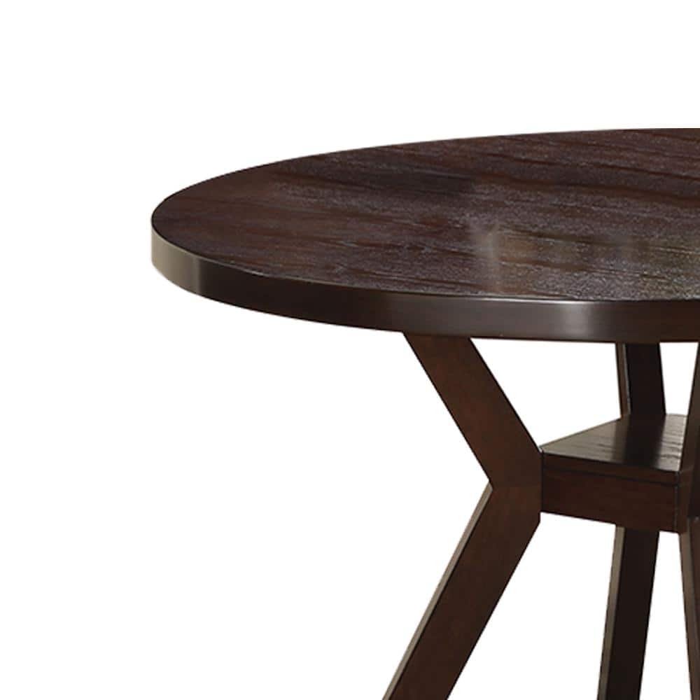 Espresso Finish Contemporary Round Wood Dining Table, Seats Four
