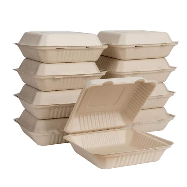 Restaurant Food Packaging Biodegradable Clamshell Container Sugarcane Disposable  Lunch Box