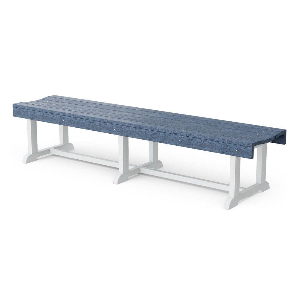 Heritage 68 in. Patriot Blue and White HDPE Plastic Outdoor Patio Backless Bench price history on PriceWatchPro