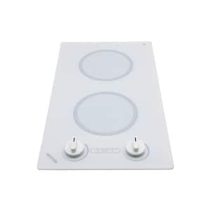 Alpine 12 in. Radiant Electric Cooktop in White with 2-Elements Knob Control 120-Volt