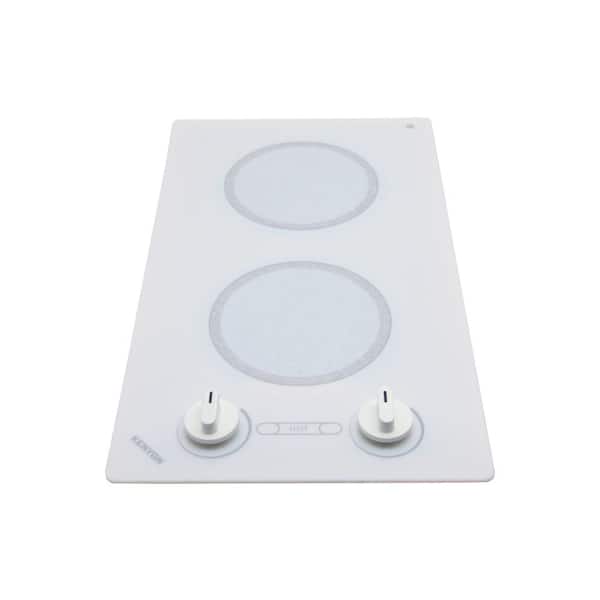 Kenyon Alpine 12 in. Radiant Electric Cooktop in White with 2-Elements Knob Control 120-Volt