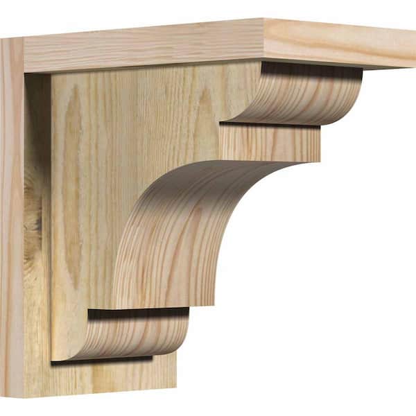 Ekena Millwork 6 in. x 10 in. x 10 in. Douglas Fir New Brighton Rough Sawn Corbel with Backplate