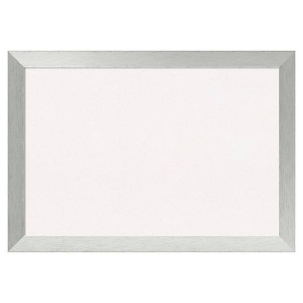 Amanti Art Brushed Sterling Silver Wood White Corkboard 40 in. x 28 in
