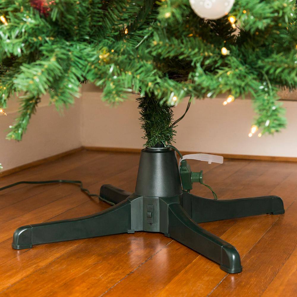360-Degree Rotating Black Plastic Christmas Tree Stand for 7.5ft Trees