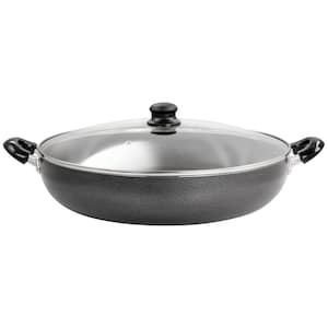 Professional Results 16 in. Aluminum Nonstick Stovetop Deep Frying Pan in Granite with Lid