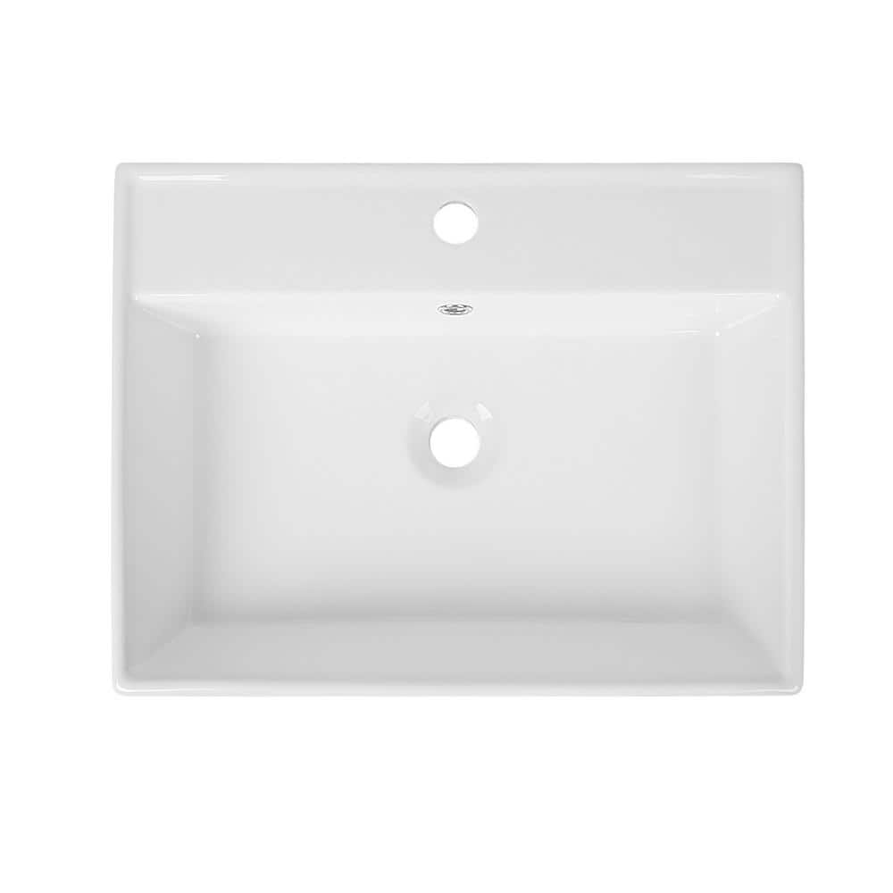 23'' White Ceramic Rectangular Wall-Mount Bathroom Sink