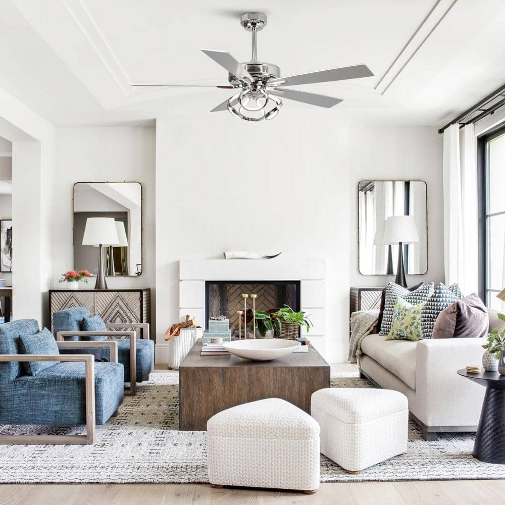 52'' Chrome Ceiling Fan with LED Light and Remote