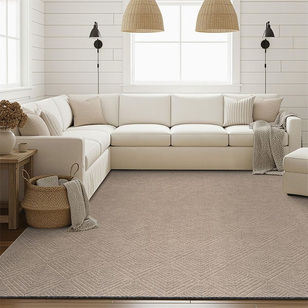 Alma Brown 5 ft. x 7 ft. Diamond Machine Washable Indoor Area Rug