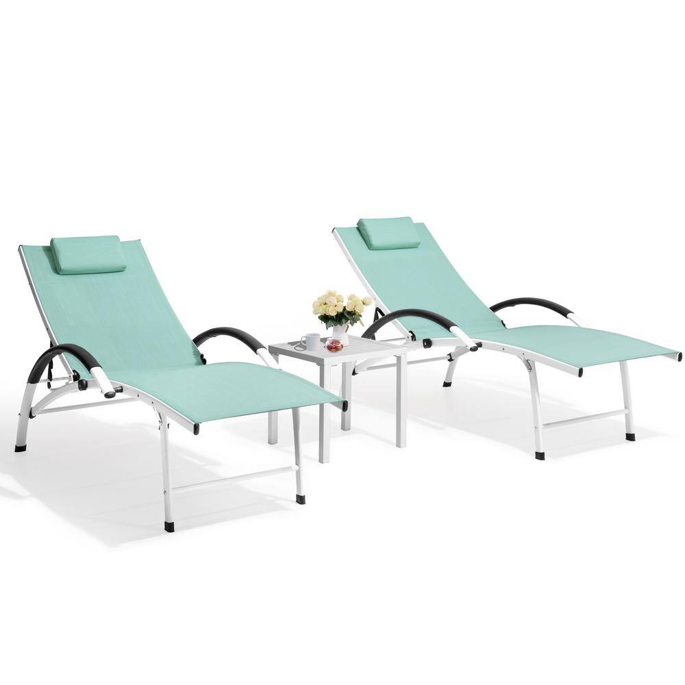 Crestlive Products Aluminum Outdoor Lounge Chair in Green with White