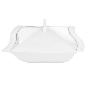 Flora 1-Piece 10 in. Square Large Porcelain Stockpot with Lid