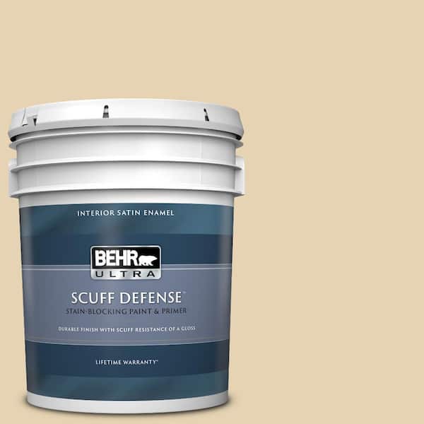 BEHR ULTRA 5 gal. #S310-2 Journal White Extra Durable Satin Enamel Interior Paint & Primer