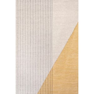 Jillian Abstract Striped Wool Blend Ivory 4 ft. x 6 ft. Modern Area Rug