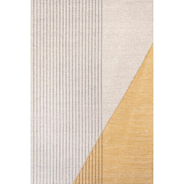 nuLOOM Jillian Abstract Striped Wool Blend Ivory 4 ft. x 6 ft. Modern Area Rug