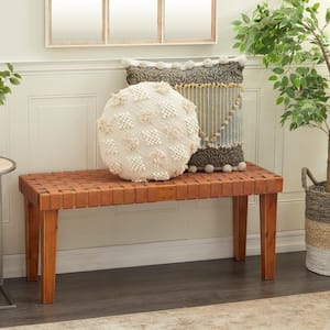 Brown Woven Bench 19 in. X 45 in. X 16 in.