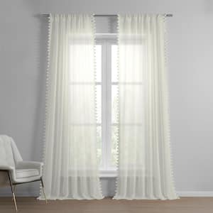 Borla Off-White Patterned Linen Sheer Rod Pocket Curtain - 50 in. W x 96 in. L (1 Panel)