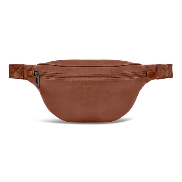CHAMPS Onyx Collection 12 in., Brown Leather Waistpack with RFID