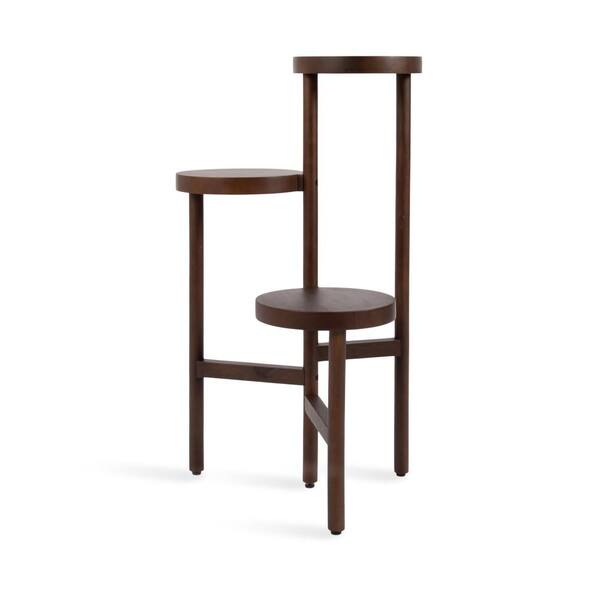 Kate and Laurel Fitley 34 in. Dark Brown Round Wood Indoor Plant