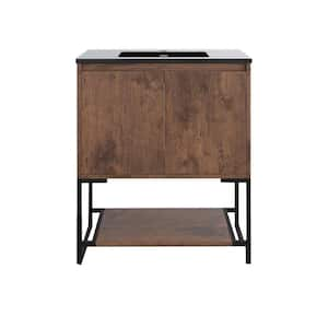 29.5 in. W x 18.9 in. D x 33.8 in. H Single Sink Freestanding Bath Vanity in Rose Wood with Black Quartz sand Top