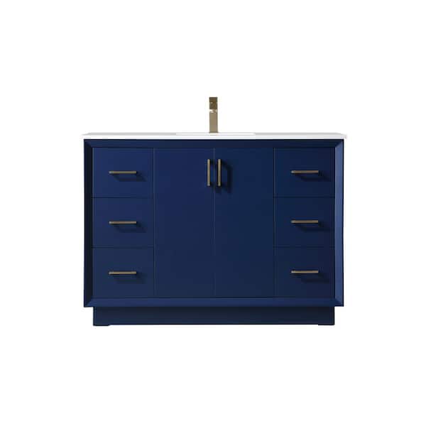 TIMELESS HOME 48 in. W x 22 in. D x 35 in. H Bath Vanity in Blue with ...