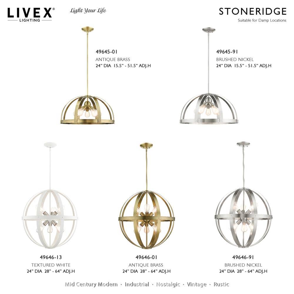Brushed Nickel Sputnik 6-Light Pendant Chandelier