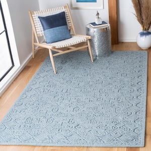 Textural Blue 6 ft. x 9 ft. Solid Color Geometric Area Rug