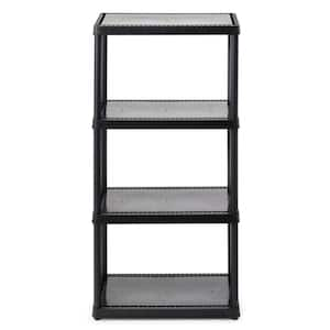 Black 4-Tier Plastic Garage Storage Shelving Unit (24 in. W x 48 in. H x 12 in. D)