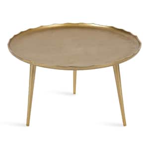 Alessia 25.25 in. Gold Round Metal Coffee Table