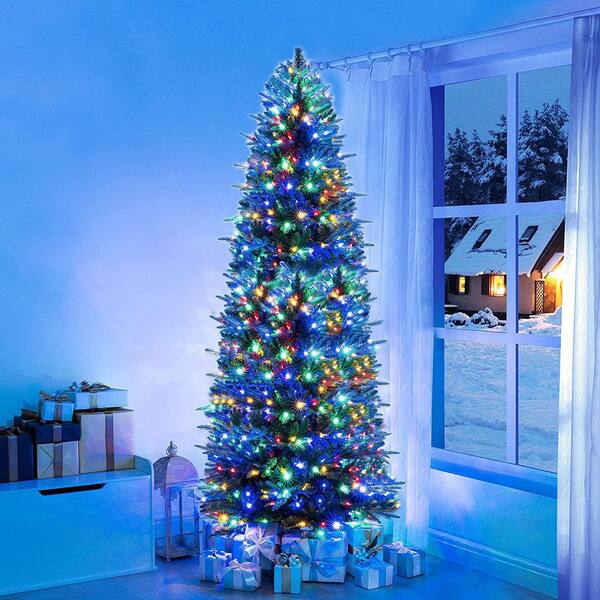 pre lit green christmas tree with blue lights