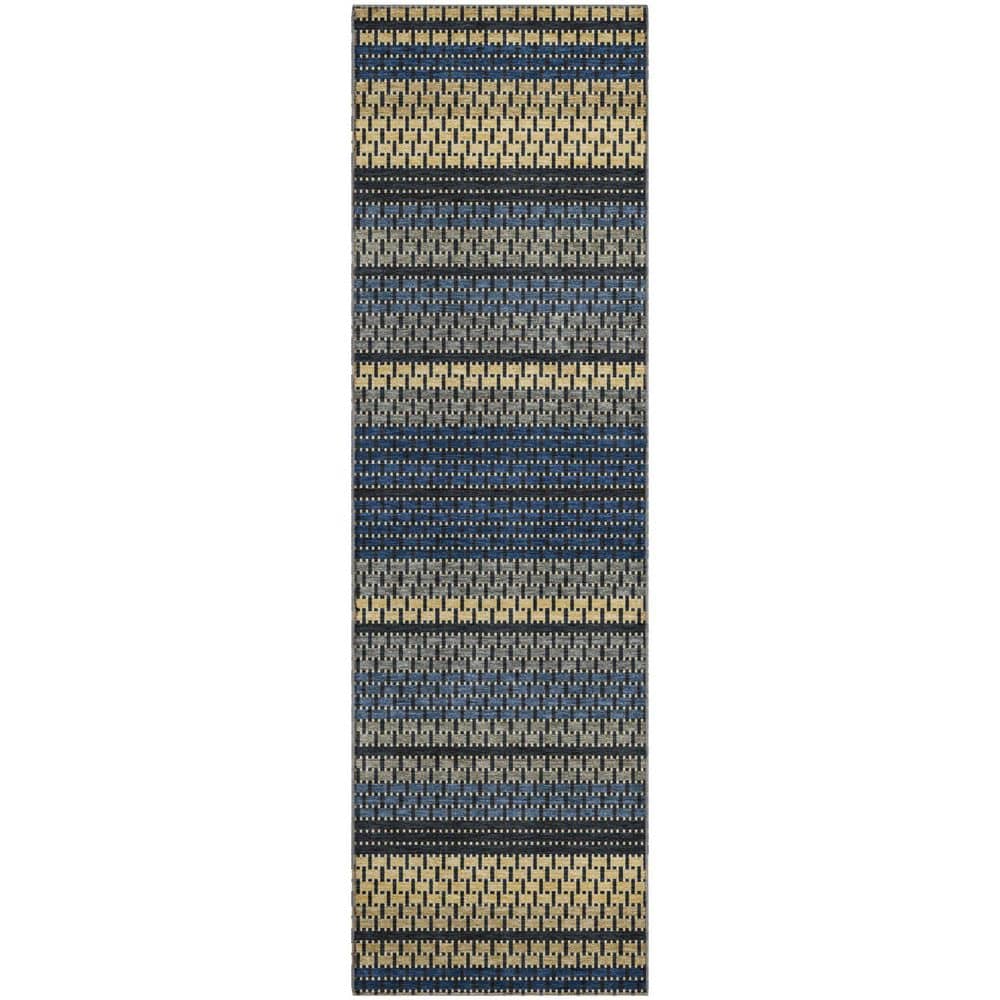 Mayfield Premium Machine Washable Abstract AMF2427 Navy 2 ft. x 7 ft. Runner Rug price history on PriceWatchPro