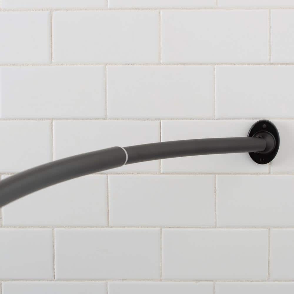 Black Adjustable Metal Curved 72" Shower Rod