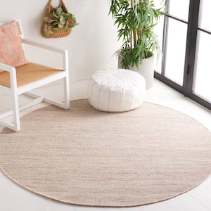 Natural Fiber Gray/Red 6 ft. x 6 ft. Abstract Distressed Round Area Rug