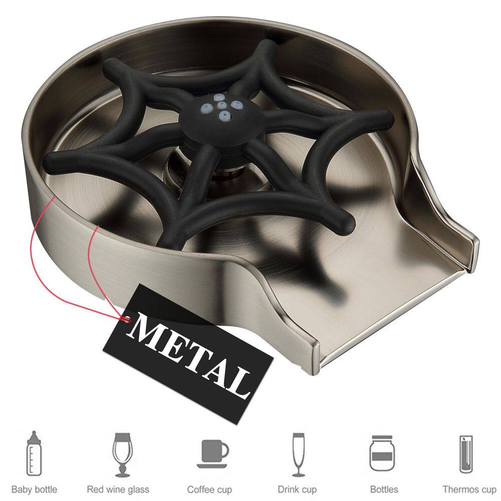 Brushed Nickel Kitchen Sink Glass Rinser with Zinc Alloy Tray