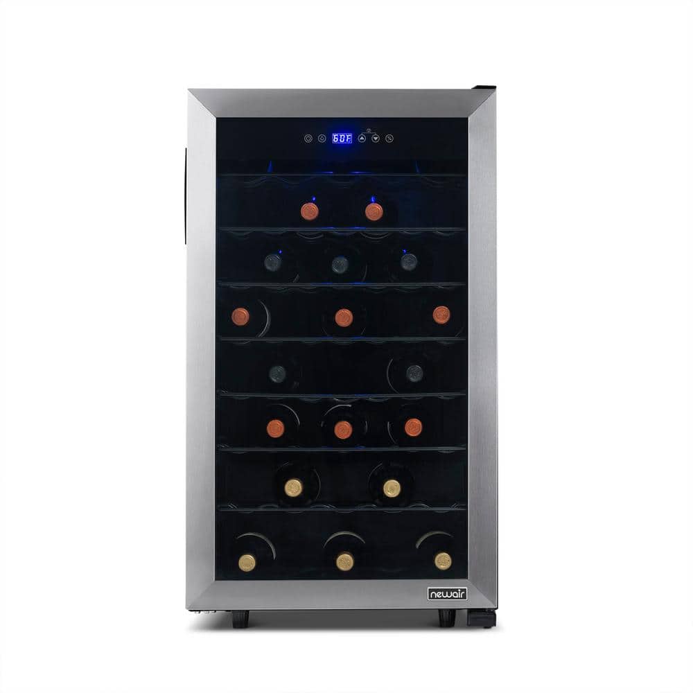 Stainless Steel 50 Bottle Freestanding Wine Refrigerator with Interior Lighting