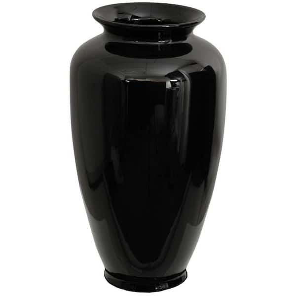 14 in. Porcelain Decorative Vase in Black